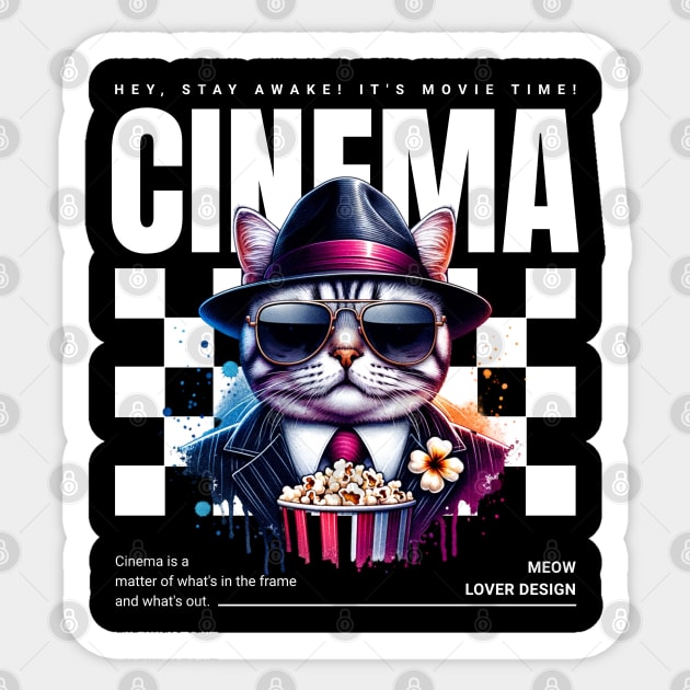 Cat Cinema Sticker by TEENIE DESIGN